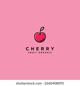 Template Logo Design Cherry Fruit organic