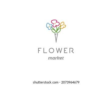 Template logo design for flower market