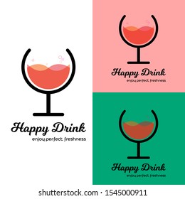 Template Logo Design Happy Drink. Vector Illustration Concept Design.