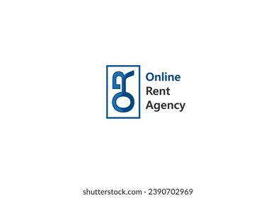 Template logo design for rent agency with o and r letters monogram forming a door key