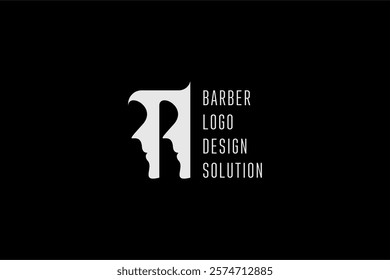 Template logo design solution for barber shop with two man face