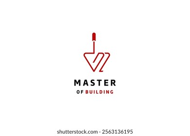  Template logo design solution for building master with trowel image