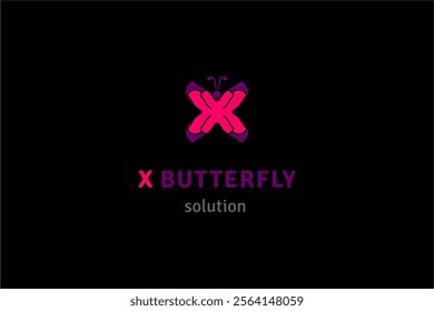 Template logo design solution with butterfly and letter x