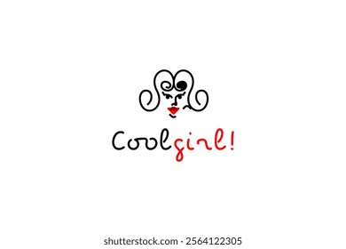 Template logo design solution with cool girl face