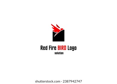 Template logo design solution with fire bird simple original image