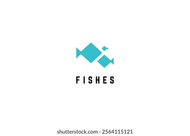 Template logo design solution with geometry image of simple fishes