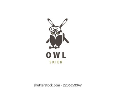 Template logo design solution with owl skier personage included