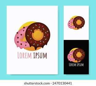 template logo design, strawberry and sweet chocolate donut logo