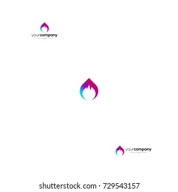 template logo design water and fire (in negative space )