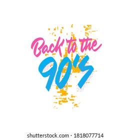 Template logo elements on white background. Poster or invitation for party in retro style. Back to the 90's. Vector illustration in trendy 80s-90s.