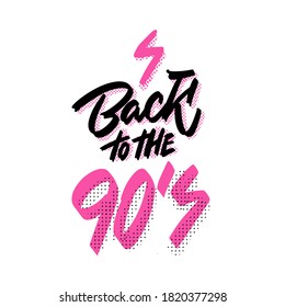 Template logo elements on white background. Poster or invitation for party in retro style. Back to the 90's. Vector illustration in trendy 80s-90s.