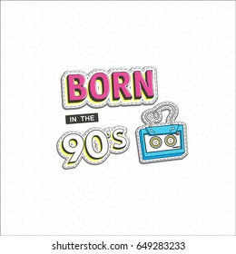 Template logo elements on white background. Poster or invitation for party in retro style. Back to the 90's. Vector illustration in trendy 80s-90s.
