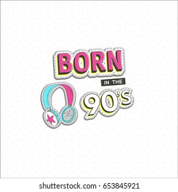 Template logo elements on white background. Poster or invitation for party in retro style. Back to the 90's. Vector illustration in trendy 80s-90s.
