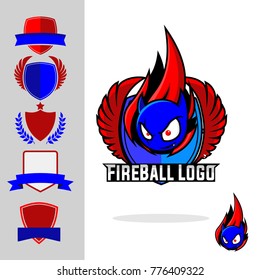 Template logo fire ball design with many backgrounds 