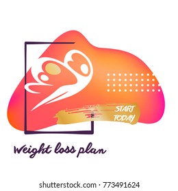 Template logo for fitness, sport, diet, healthcare program. Silhouette abstract female body with butterfly wing. Action for removal liposuction and cellulite. Concept image for woman weight loss. 
