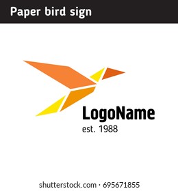 Template logo in the form of paper birds, is universal for any sphere