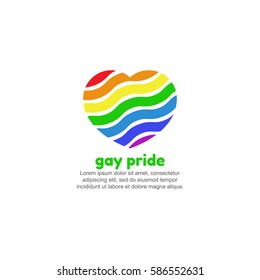 Template logo for gay pride. Rainbow in the shape of heart