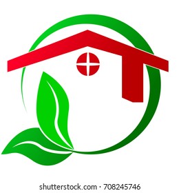 Template Logo for Go Green Concept Building, Isolated on White