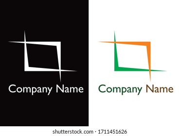 template logo green and orange colors square capture