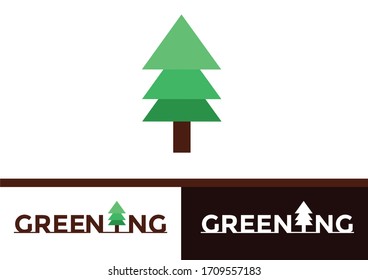 template logo greening tree green minimalist