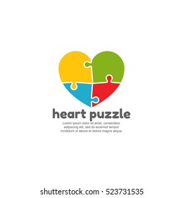 Template logo for heart puzzle