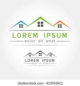 Template logo House as the House building on white background. house logo,Vector illustration