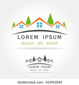 Template logo House as the House building on white background. house logo,Vector illustration
