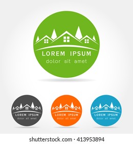 Template logo House as the House building on white background. house logo,Vector illustration