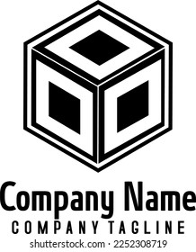 Letra del logotipo de plantilla en el cubo para el logotipo de marca de la empresa por letra inicial de Alfabetical abcd