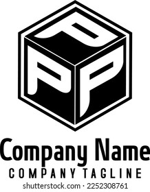Letra del logotipo de plantilla en el cubo para el logotipo de marca de la empresa por letra inicial de Alfabetical abcd