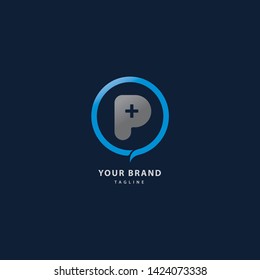 template logo letter P plus medical