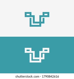 Template Logo Letter UT or TU, Concept Logo Is Letter U + T "Negative Space".