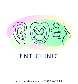 Template logo for linear ear, nose and throat. Concept ENT clinic. Medical sign.