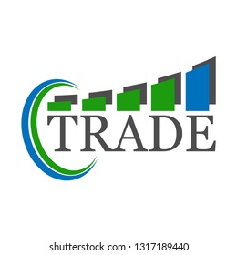 Template logo for market trade, business, Finance, trading or Forex groups. Image graphics in a round frame, text, shadow.