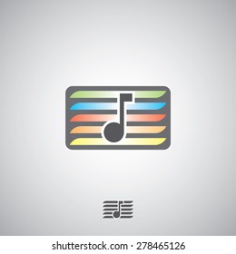 Template logo musical note . Colorful geometric sign.