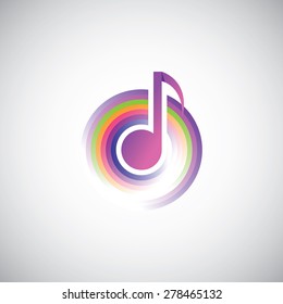 Template logo musical note . Colorful geometric sign.