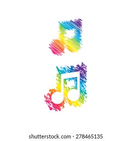 Template logo musical note . Colorful geometric sign.