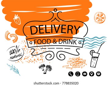 Template logo for nutrition catering cafe, restaurant menu. Concept cook chief logotype. Luxury silhouette crown for food and drink delivery. Vector illustration.  Modern linear label, emblem, badge