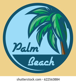 Template for logo on the theme of tourism with a palm tree