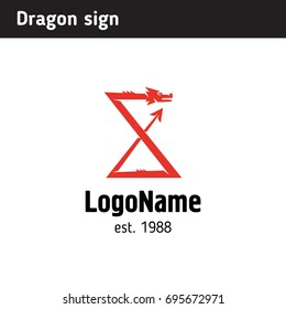 Template logo red dragon, oriental culture products of martial arts