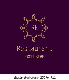 Template logo for the restaurant. Monogram. Vintage style.