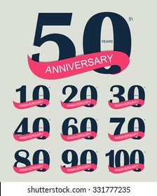 Template Logo Set Anniversary Vector Illustration EPS10.