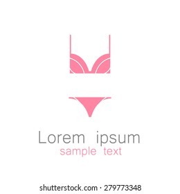 Logo de plantilla o signo de la marca de la ropa interior: bragas y pantalones, traje de baño, lencería. Vector.