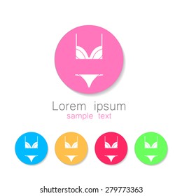 Template logo or sign for the mark of underwear: set bra and pants, swimsuit, lingerie. Vector.