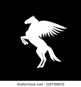 Template logo silhouette Pegasus White color