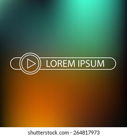 Template of a logo of a sound and video of studio. Blurred background and line logo