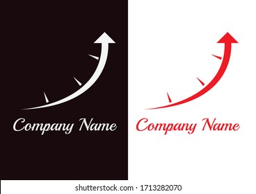 template logo speed up clock red color minimalist