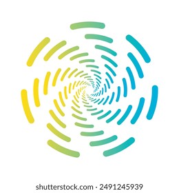 Vorlage Logo Geschwindigkeitslinien in Kreisform. Radial Speed Lines in Circle Form für Comic-Bücher. Technologie rundes Logo. gepunktete Geschwindigkeitslinien.
