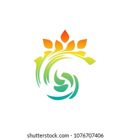 Template for the logo of stylized leaves and spirals. Eco icon. Symbol for the design of the concept of a healthy lifestyle, ecology, natural products.