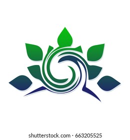 Template for the logo of stylized leaves and spirals. Eco icon. Symbol for the design of the concept of a healthy lifestyle, ecology, natural products.